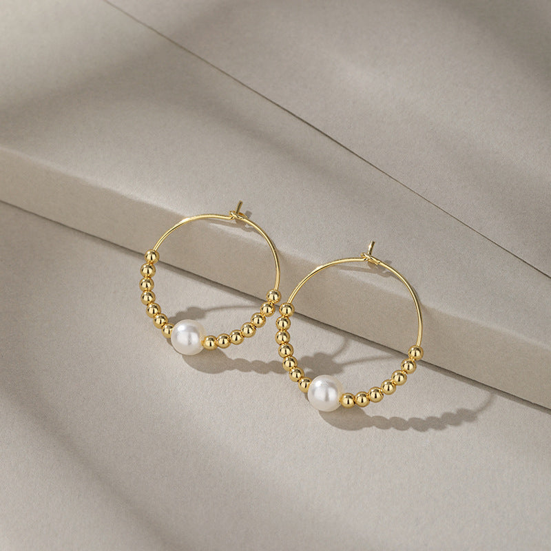 925 Sterling Silver Plated Pearl Earrings - White Gold & Gold Tone Minimalist Studs for Women