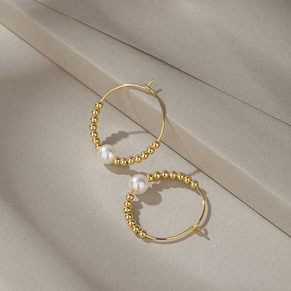 925 Sterling Silver Plated Pearl Earrings - White Gold & Gold Tone Minimalist Studs for Women