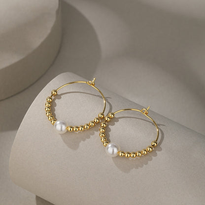 925 Sterling Silver Plated Pearl Earrings - White Gold & Gold Tone Minimalist Studs for Women
