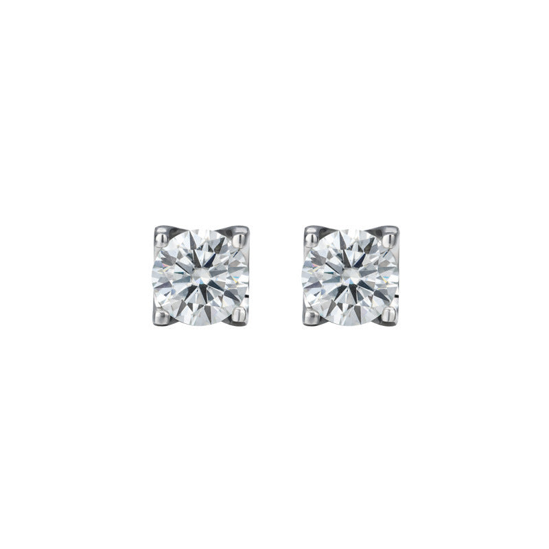 925 Sterling Silver Plated Round Stud Earrings-Minimalist Geometric Design for Women (1ct)