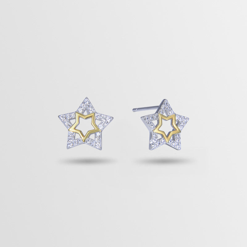925 Sterling Silver Plated Star Stud Earrings - Korean Style Geometric Fashion Earrings with Plastic Backs