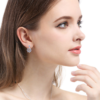 925 Sterling Silver Plated Stud Earrings - 2.6g Professional Office Lady Style with Plastic Backs