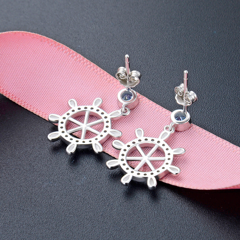 925 Sterling Silver Plated Stud Earrings - 2.6g Professional Office Lady Style with Plastic Backs