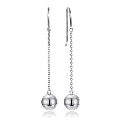 925 Sterling Silver Polished Ball Drop Earrings – Minimalist Pearl Dangle Jewelry