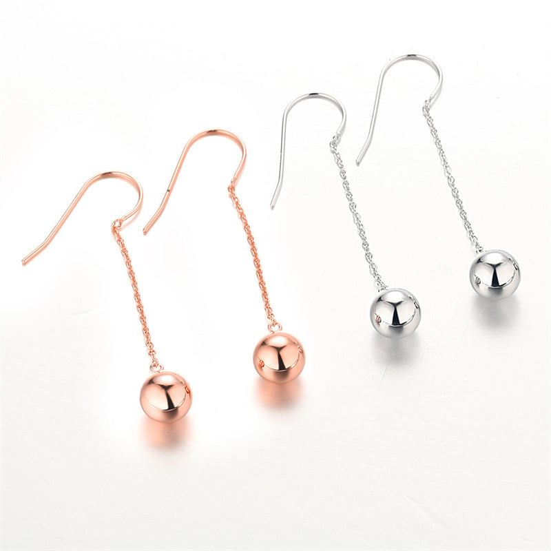 925 Sterling Silver Polished Ball Drop Earrings – Minimalist Pearl Dangle Jewelry