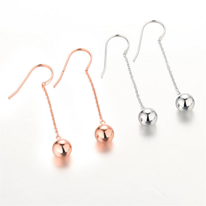 925 Sterling Silver Polished Ball Drop Earrings – Minimalist Pearl Dangle Jewelry