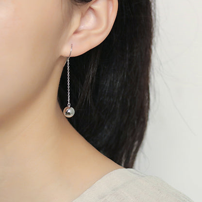 925 Sterling Silver Polished Ball Drop Earrings – Minimalist Pearl Dangle Jewelry