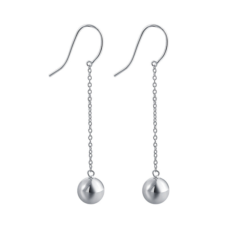 925 Sterling Silver Polished Ball Drop Earrings – Minimalist Pearl Dangle Jewelry