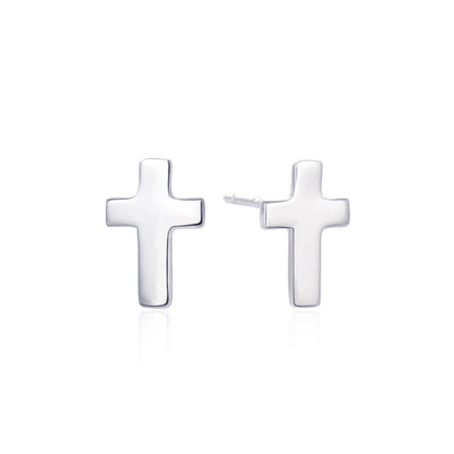 925 Sterling Silver Polished Stud Earrings - 0.9g Minimalist Office Lady Style with Plastic Ear Backs