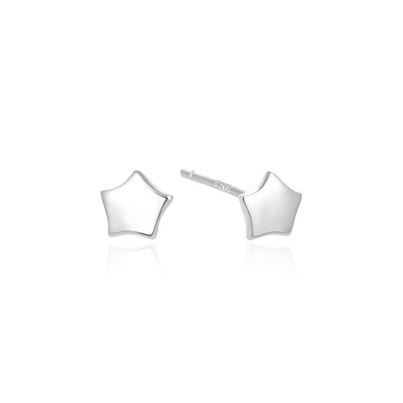 925 Sterling Silver Polished 'Fu' Character Stud Earrings - 0.7g Cute Cartoon Chinese Style Earrings with Plastic Backs