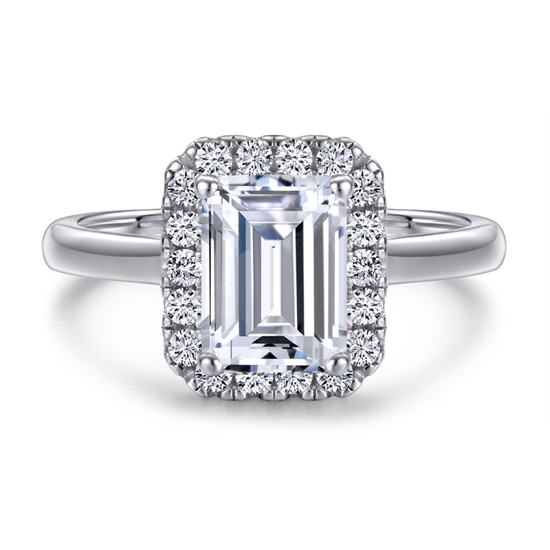 925 Sterling Silver Princess Cut Engagement Ring Set – Modern Square Bridal Jewelry