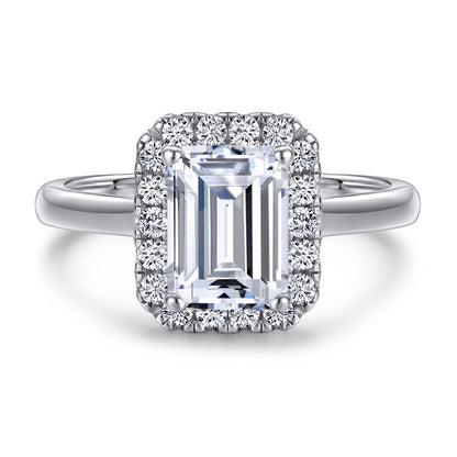 925 Sterling Silver Princess Cut Engagement Ring Set – Modern Square Bridal Jewelry