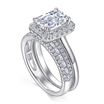 925 Sterling Silver Princess Cut Engagement Ring Set – Modern Square Bridal Jewelry