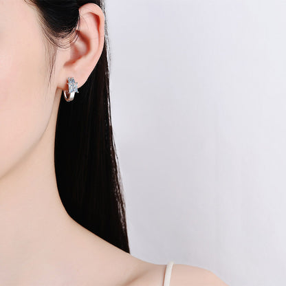 925 Sterling Silver Princess Cut Moissanite Huggie Hoop Earrings - PT950 Gold Plated (2.6CT)