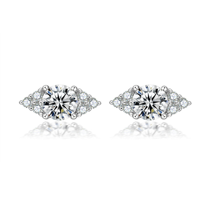 925 Sterling Silver Prong-Set Square Stud Earrings – Modern Geometric Zircon Design