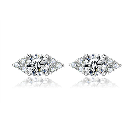 925 Sterling Silver Prong-Set Square Stud Earrings – Modern Geometric Zircon Design