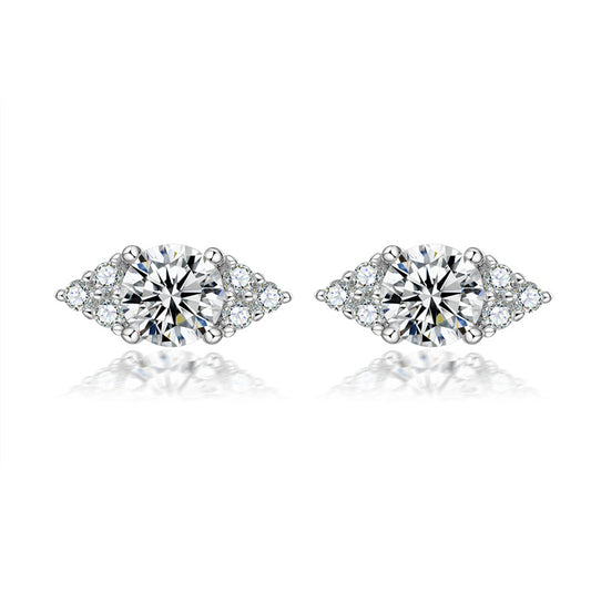 925 Sterling Silver Prong-Set Square Stud Earrings – Modern Geometric Zircon Design