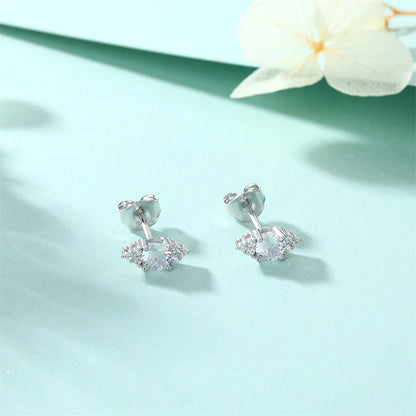 925 Sterling Silver Prong-Set Square Stud Earrings – Modern Geometric Zircon Design