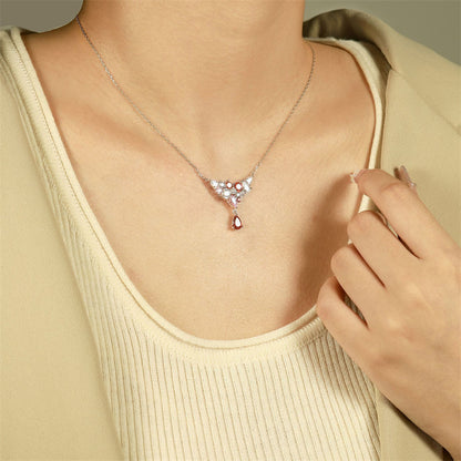 925 Sterling Silver Rainbow Zirconia Teardrop Pendant Necklace - Celestial Collarbone Chain