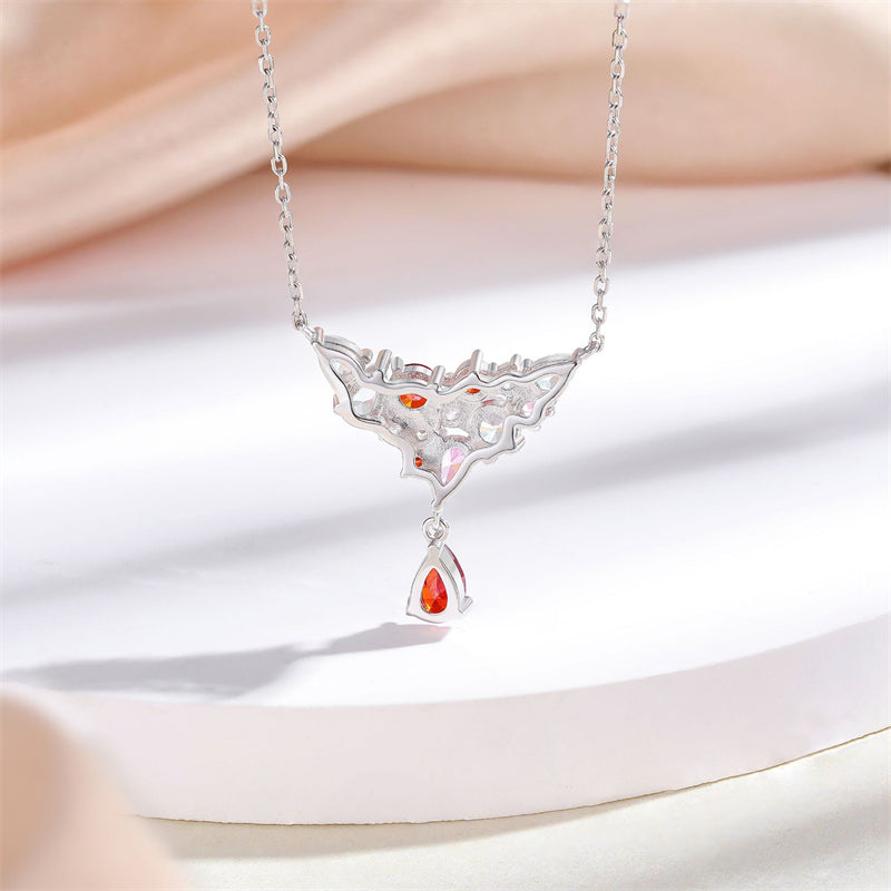 925 Sterling Silver Rainbow Zirconia Teardrop Pendant Necklace - Celestial Collarbone Chain