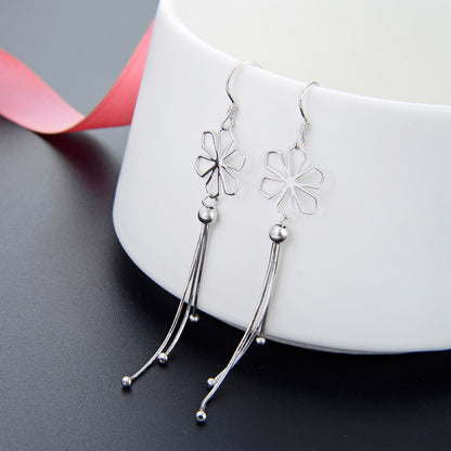 925 Sterling Silver Red Bean Hook Earrings - 2.2g Minimalist Botanical Earrings in Cool Style