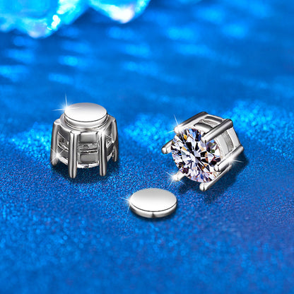 925 Sterling Silver Rhodium Plated Crown Shaped Stud Earrings with 1ct Moissanite Minimalist Elegant Jewelry for Women