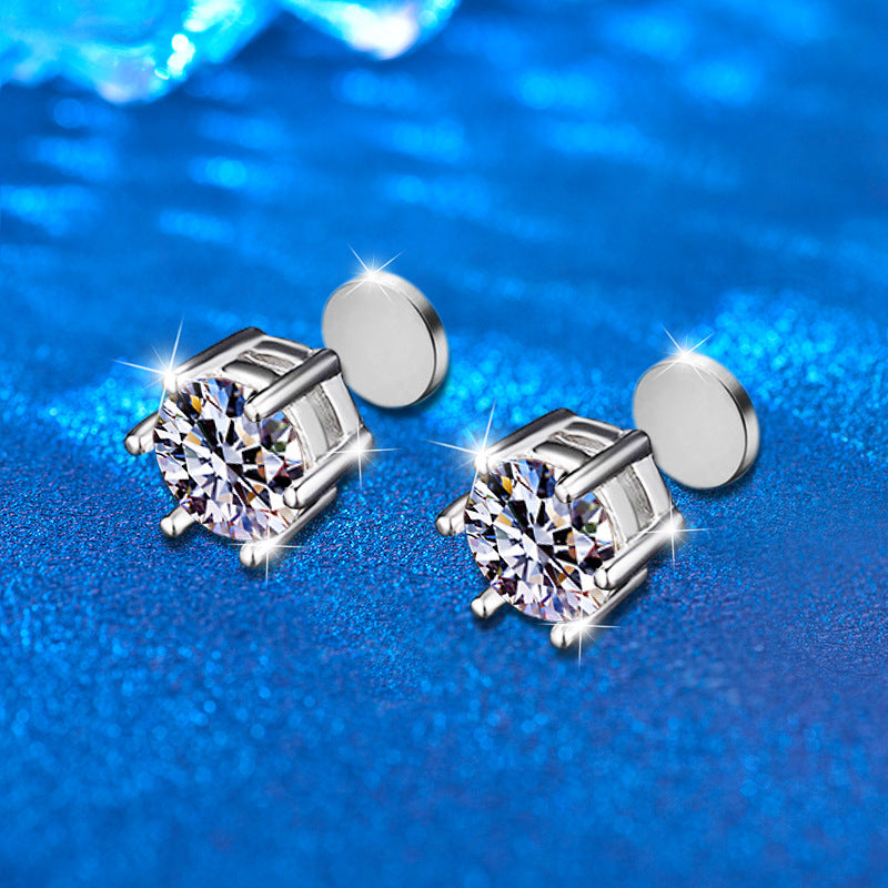 925 Sterling Silver Rhodium Plated Crown Shaped Stud Earrings with 1ct Moissanite Minimalist Elegant Jewelry for Women