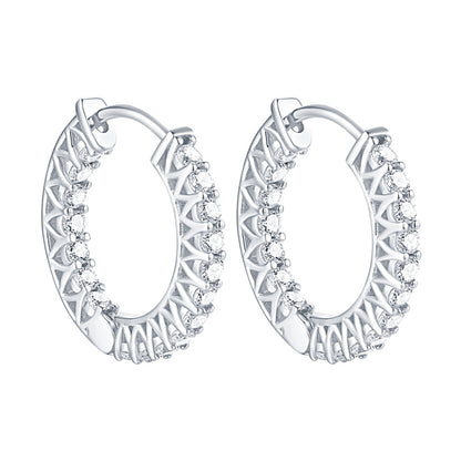 925 Sterling Silver Rose Gold Hoop Earrings for Women Elegant Zircon Geometric Ear Cuff Earrings Fashion OL Style 4.5g