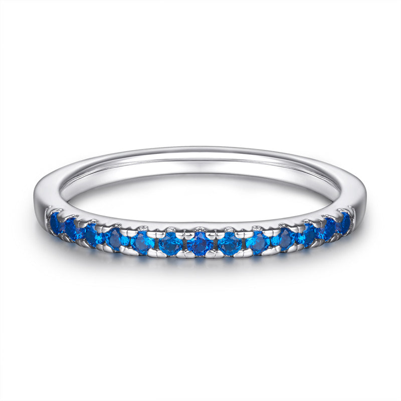 925 Sterling Silver Rose Gold Zircon Ring – Elegant Stackable Band with Engraving Option