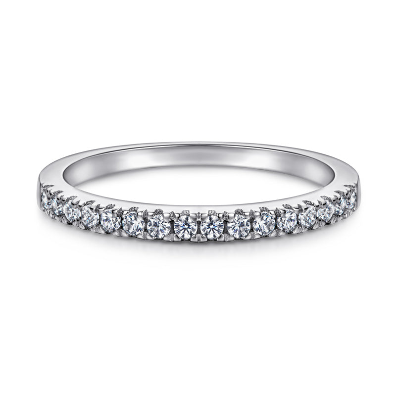 925 Sterling Silver Rose Gold Zircon Ring – Elegant Stackable Band with Engraving Option