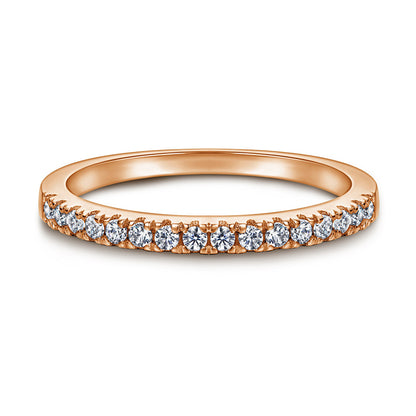 925 Sterling Silver Rose Gold Zircon Ring – Elegant Stackable Band with Engraving Option