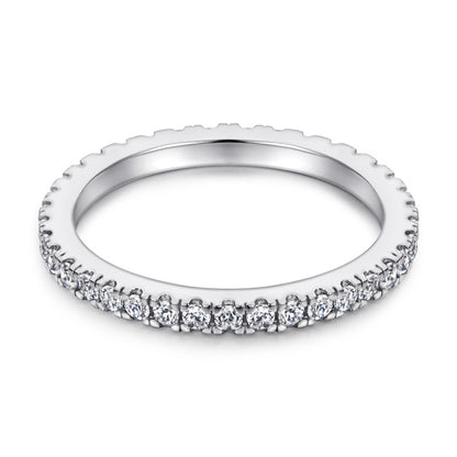 925 Sterling Silver Rose Gold Zircon Ring – Elegant Stackable Band with Engraving Option