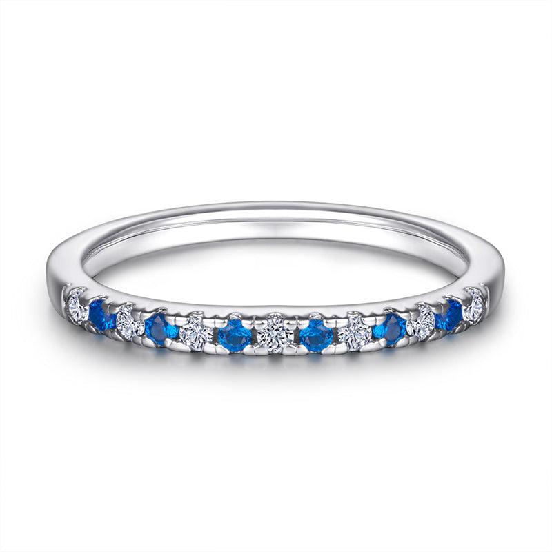 925 Sterling Silver Rose Gold Zircon Ring – Elegant Stackable Band with Engraving Option