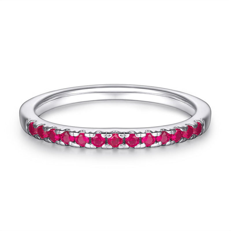 925 Sterling Silver Rose Gold Zircon Ring – Elegant Stackable Band with Engraving Option