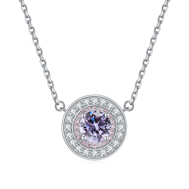 925 Sterling Silver Round Birthstone Pendant Necklace - Colorful Zircon Jewelry