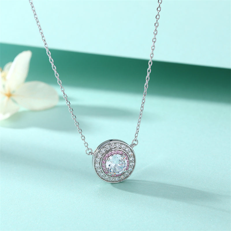 925 Sterling Silver Round Birthstone Pendant Necklace - Colorful Zircon Jewelry