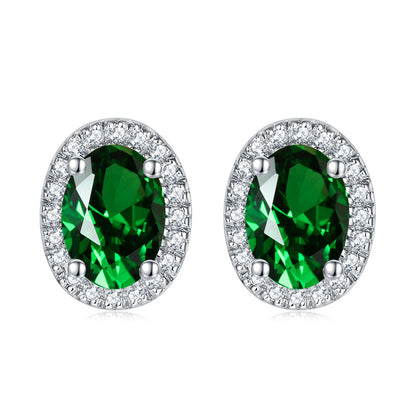 925 Sterling Silver Round Birthstone Stud Earrings – Minimalist Zircon Jewelry Collection