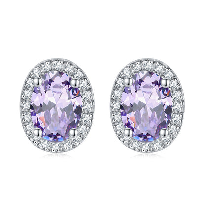 925 Sterling Silver Round Birthstone Stud Earrings – Minimalist Zircon Jewelry Collection