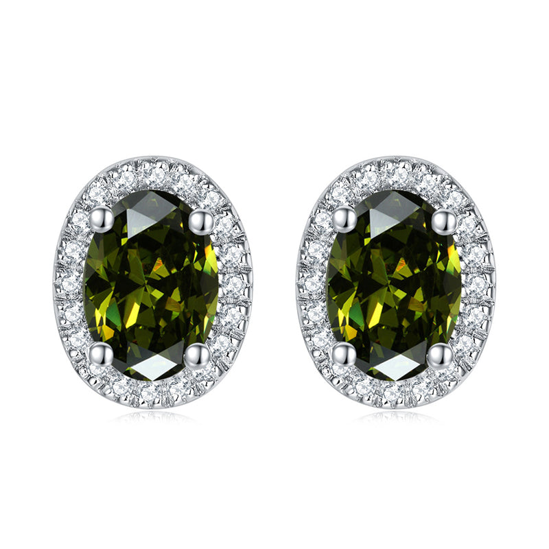 925 Sterling Silver Round Birthstone Stud Earrings – Minimalist Zircon Jewelry Collection