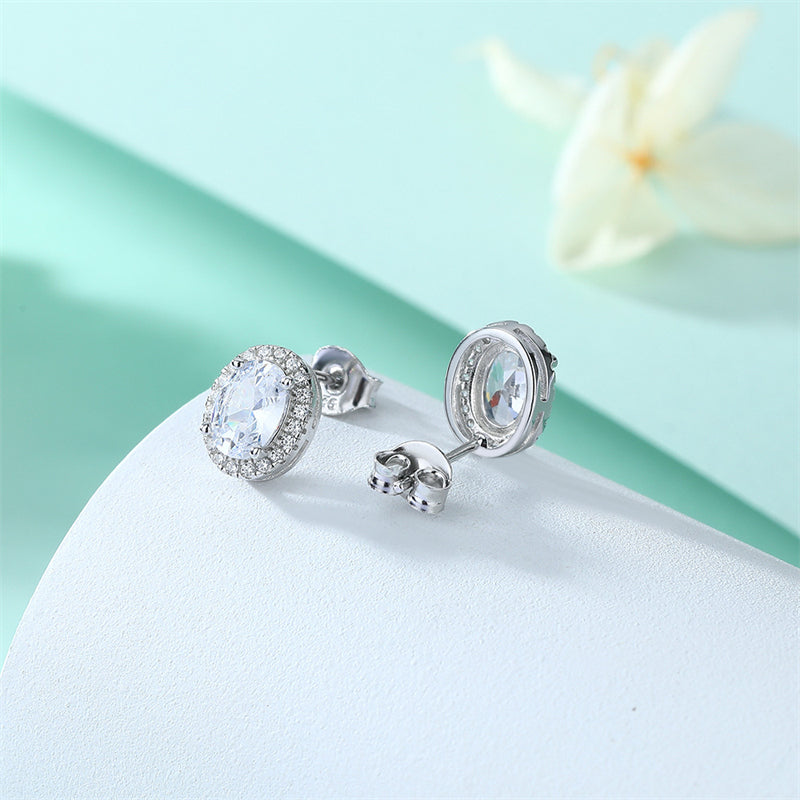 925 Sterling Silver Round Birthstone Stud Earrings – Minimalist Zircon Jewelry Collection