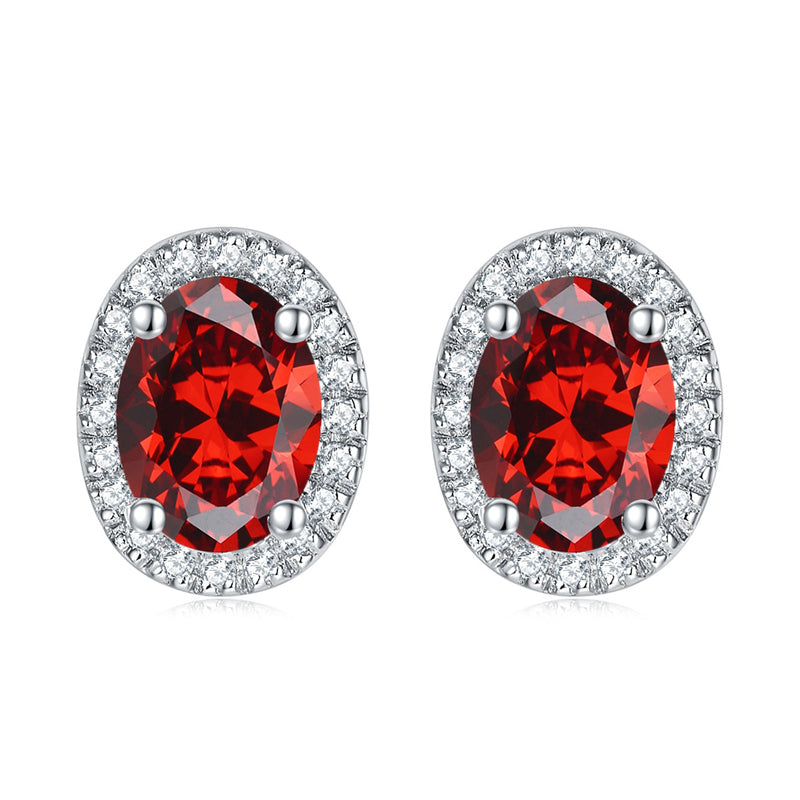 925 Sterling Silver Round Birthstone Stud Earrings – Minimalist Zircon Jewelry Collection