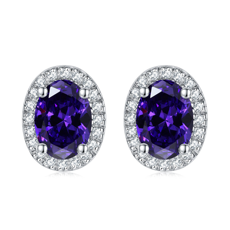 925 Sterling Silver Round Birthstone Stud Earrings – Minimalist Zircon Jewelry Collection