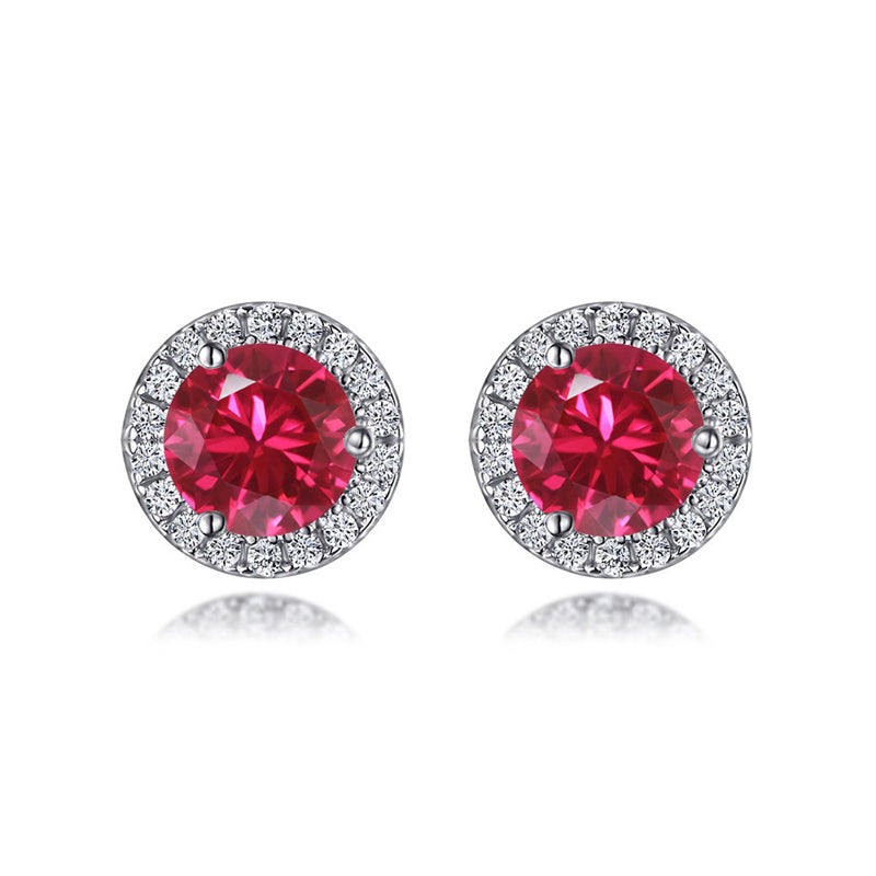 925 Sterling Silver Round Birthstone Stud Earrings – Zodiac-Inspired Zircon Jewelry Collection