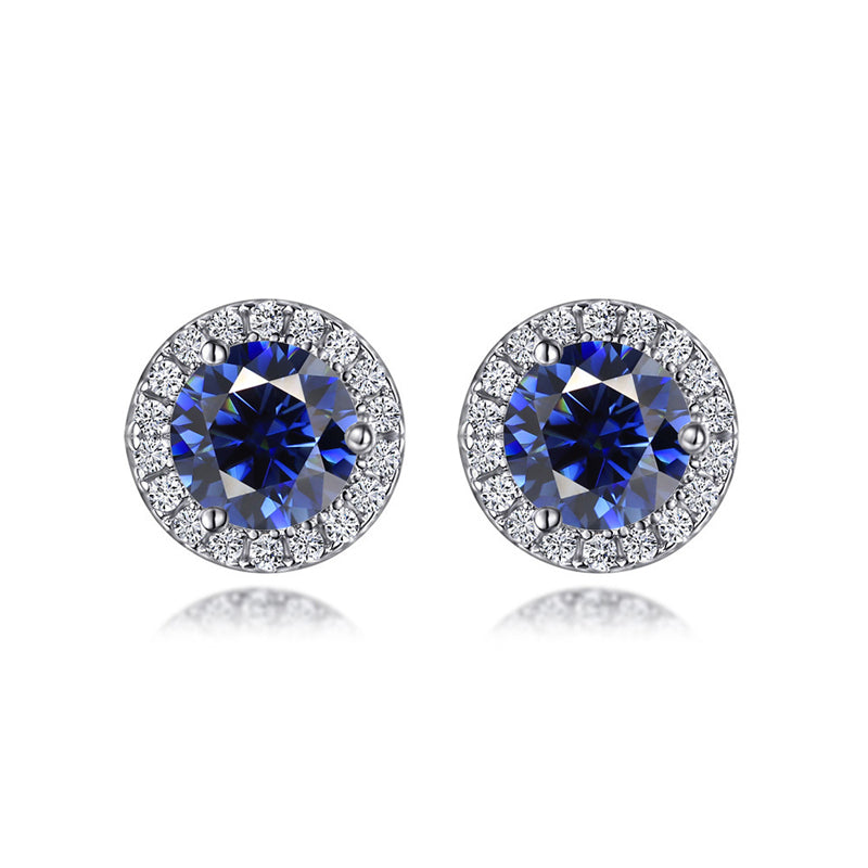 925 Sterling Silver Round Birthstone Stud Earrings – Zodiac-Inspired Zircon Jewelry Collection