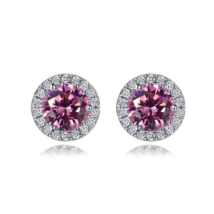 925 Sterling Silver Round Birthstone Stud Earrings – Zodiac-Inspired Zircon Jewelry Collection