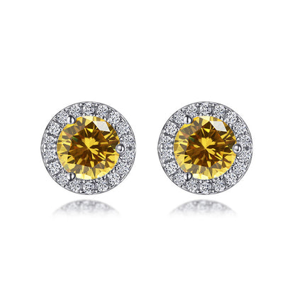 925 Sterling Silver Round Birthstone Stud Earrings – Zodiac-Inspired Zircon Jewelry Collection