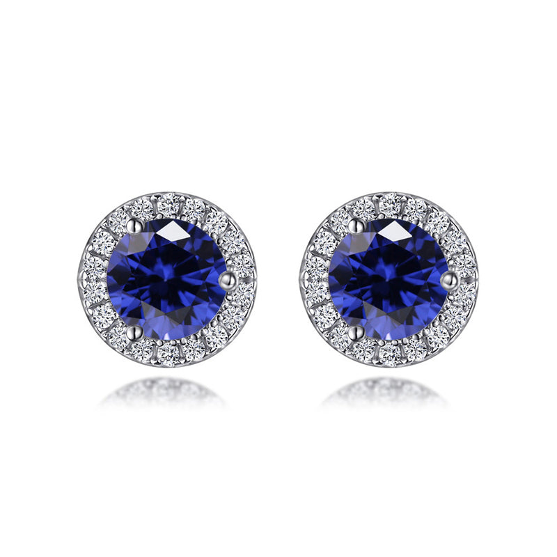 925 Sterling Silver Round Birthstone Stud Earrings – Zodiac-Inspired Zircon Jewelry Collection