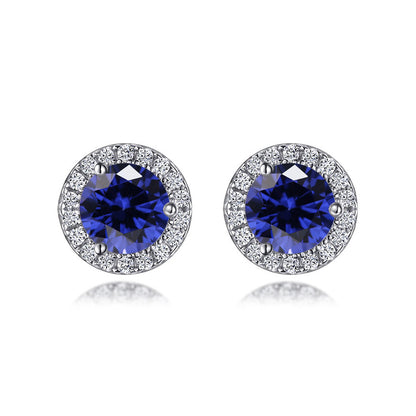 925 Sterling Silver Round Birthstone Stud Earrings – Zodiac-Inspired Zircon Jewelry Collection