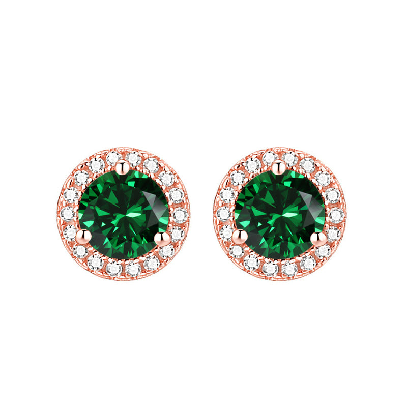 925 Sterling Silver Round Birthstone Stud Earrings – Zodiac-Inspired Zircon Jewelry Collection