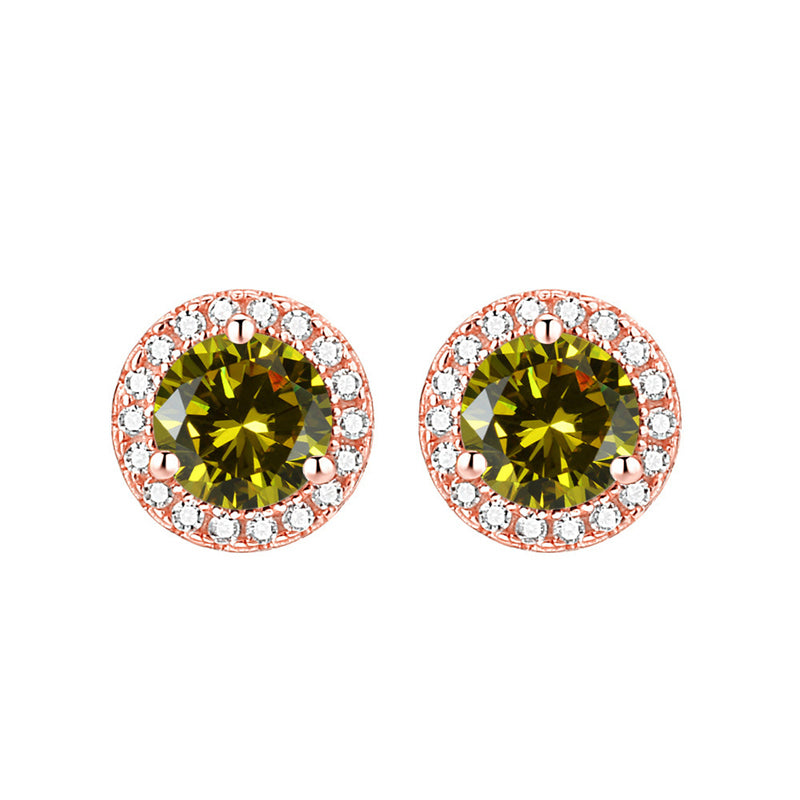 925 Sterling Silver Round Birthstone Stud Earrings – Zodiac-Inspired Zircon Jewelry Collection